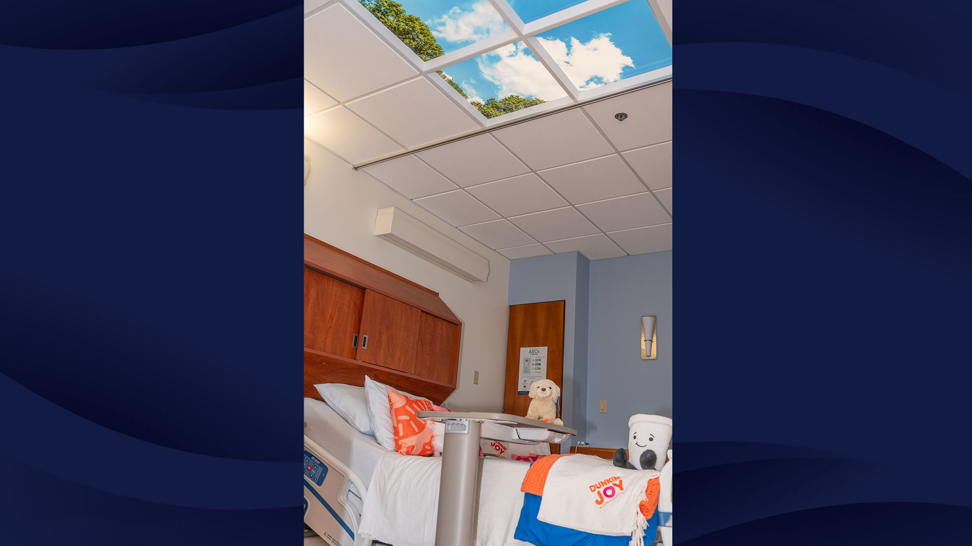 The interior of a sensory informed care room at south shore hospital's pediatric unit