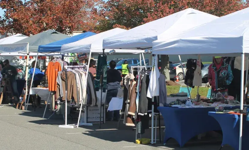 Photo of vendor tents set up during the 2025 Handmade & Heartfelt Craft Fair, hosted by South Shore VNA
