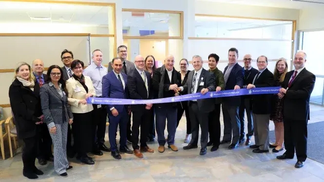 Boston Children's Hospital and South Shore Health staff hold ribbon cutting at South Shore Medical Center Norwell