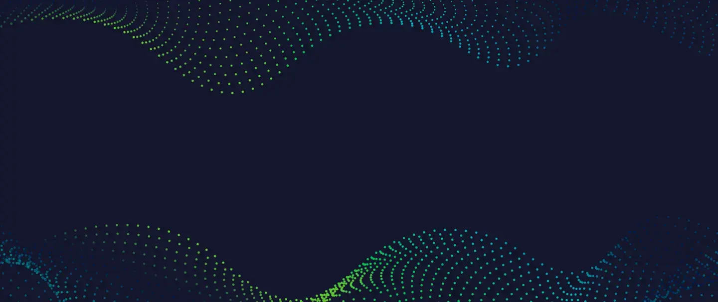 Teal, green, and aqua dots swirled on a navy background