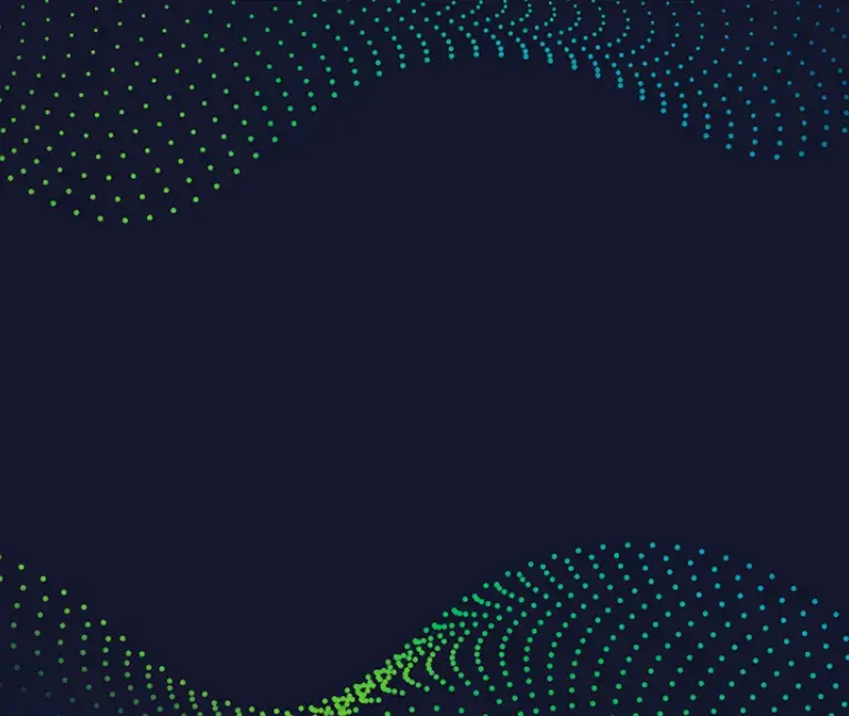 Teal, green, and aqua dots swirled on a navy background