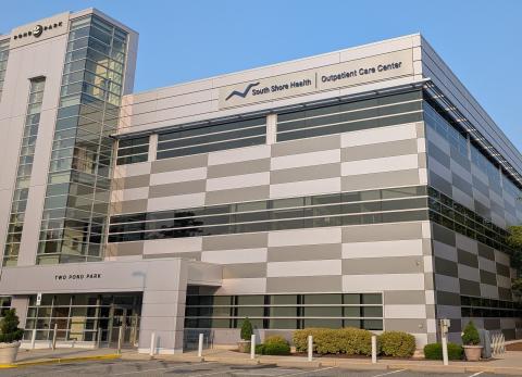 The exterior of the South Shore Health building at 2 Pond Park Drive in Hingham.