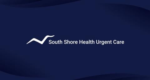 South Shore Health Urgent Care logo on a navy background.