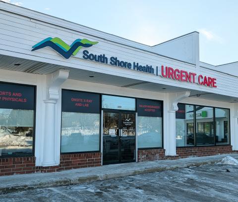 The exterior of the Weymouth South Shore Health Urgent Care practice.