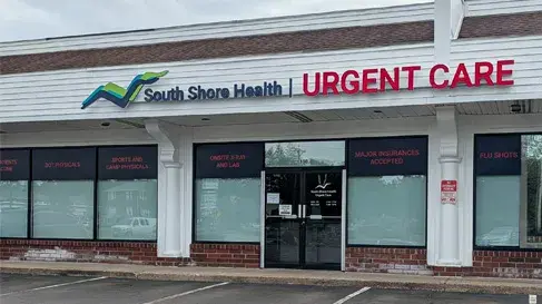 The exterior building facade of South Shore Health Urgent Care Weymouth
