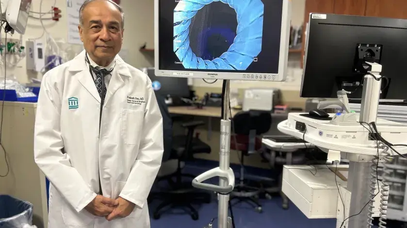 Gastroenterologist Prakash Rau in the endoscopy suite