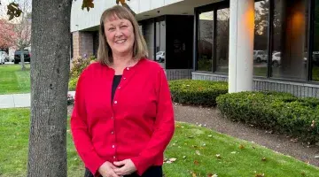Michelle Gareau, RN, stands outside her office at South Shore VNA