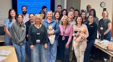 Participants in South Shore Health's NICU LMA training