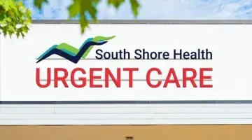 A rendering of a new sign showing "South Shore Health Urgent Care" in Braintree.